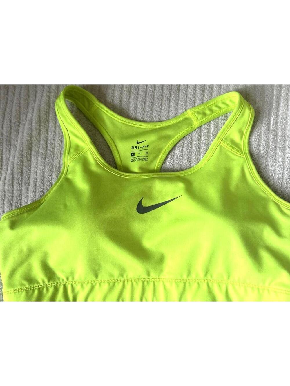 Nike Dri-Fit Sports Bra Neon Green Racerback Medium Support Womens XL